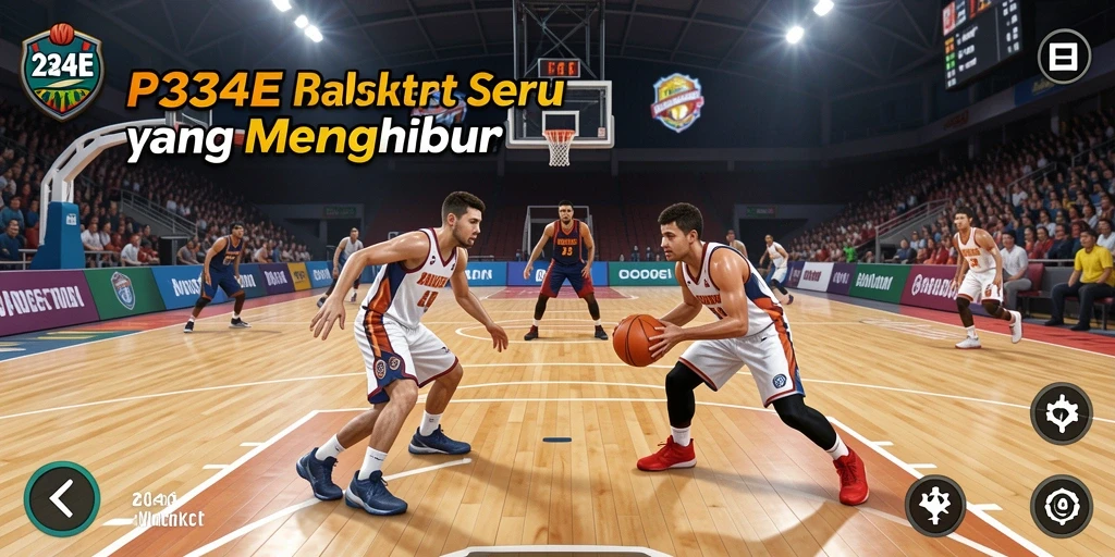 Tampilan antarmuka utama permainan basket 234E yang menarik.