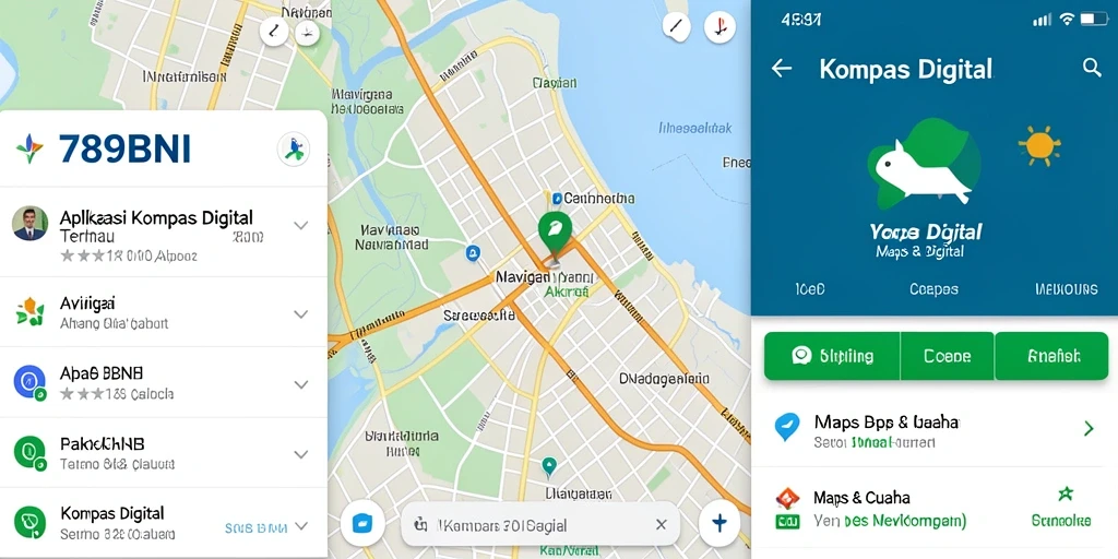 Tampilan antarmuka 789BNI dengan kompas digital yang responsif.