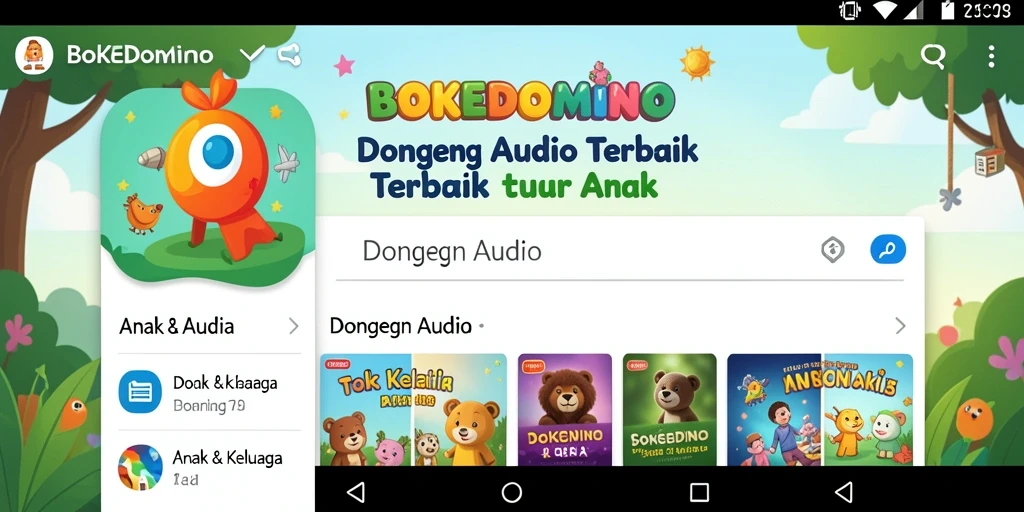 Tampilan antarmuka BOKEDOMINO yang sederhana dan menarik untuk anak.