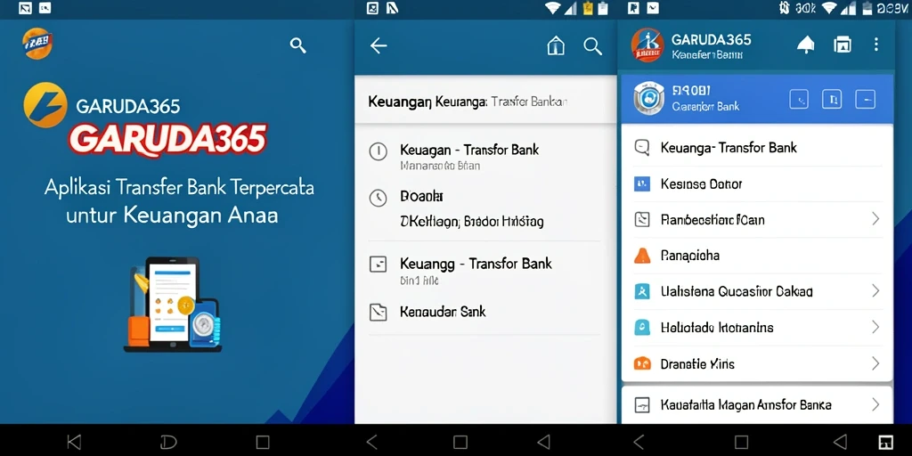 Tampilan antarmuka GARUDA365 yang sederhana dan fungsional untuk Transfer Bank.
