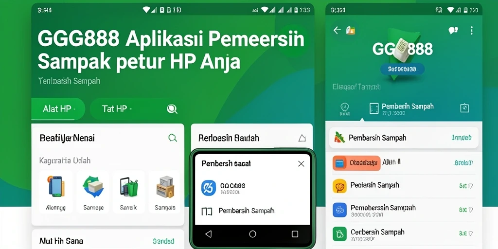 Tampilan antarmuka aplikasi GGG888 Pembersih Sampah yang modern dan sederhana.