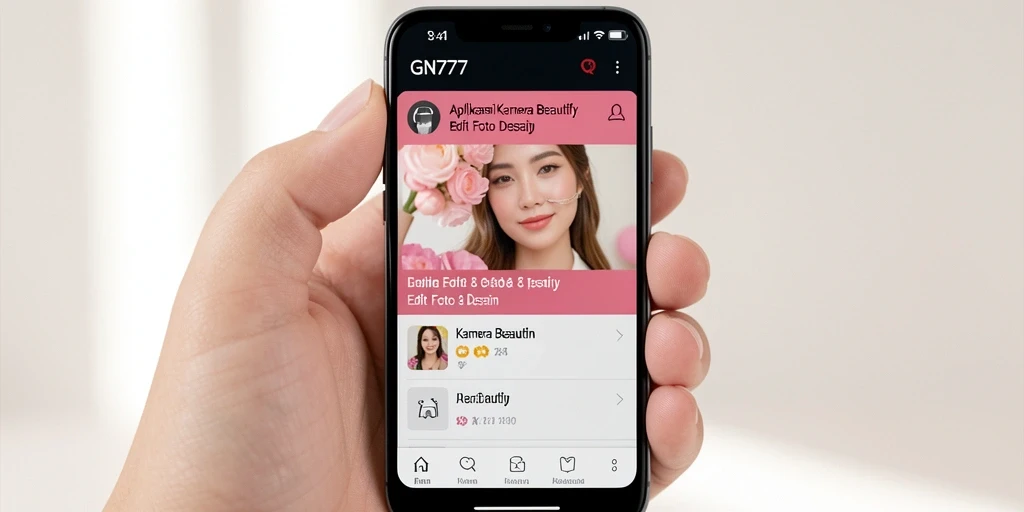 Antarmuka GN777 menampilkan berbagai fitur untuk edit foto dengan mudah.