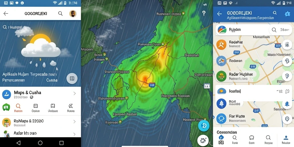 Tampilan utama GOGOREJEKI menampilkan peta radar hujan yang interaktif.