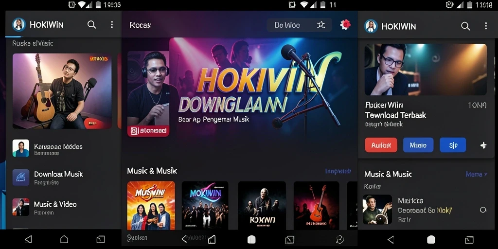 Tampilan antarmuka HOKIWIN saat mengunduh musik dengan cepat.