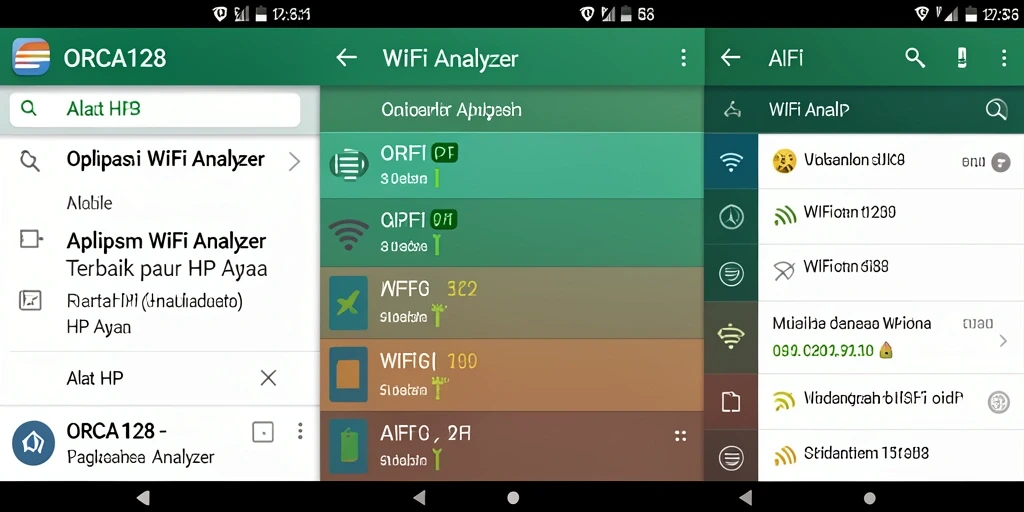 Antarmuka ORCA128 menampilkan analisis jaringan WiFi dengan jelas.